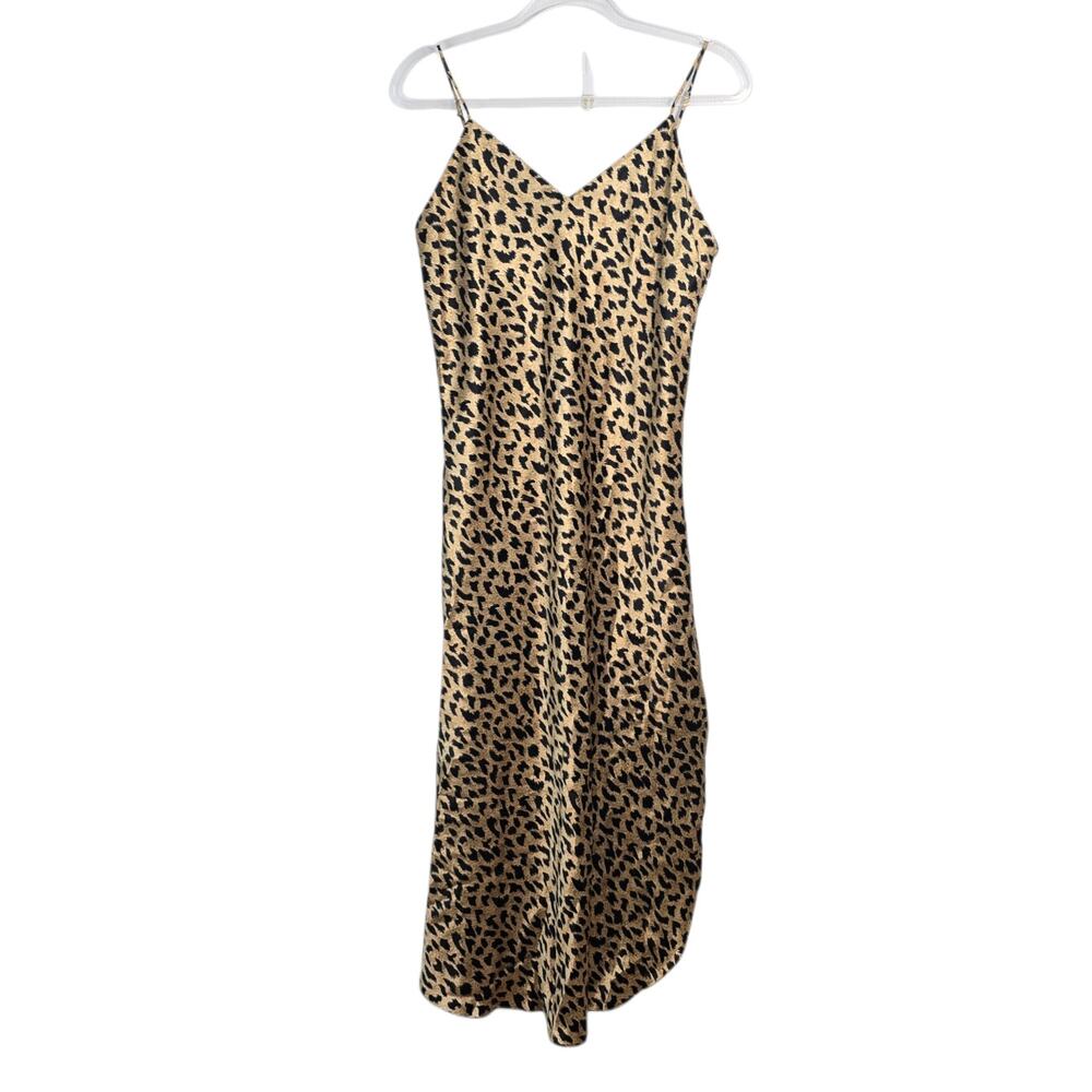 Vintage Cacique Cheetah Satin Nightgown Maxi Slip Dress Print 90s Y2K Large